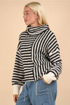 Roll Neck Stripe Sweater Black/White