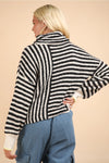 Roll Neck Stripe Sweater Black/White