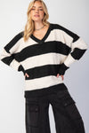 Oversized Black and White Striped Sweater