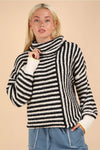 Roll Neck Stripe Sweater Black/White