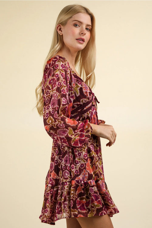 Funky Floral Dress with Sweetheart Neckline