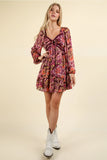 Funky Floral Dress with Sweetheart Neckline