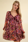 Funky Floral Dress with Sweetheart Neckline