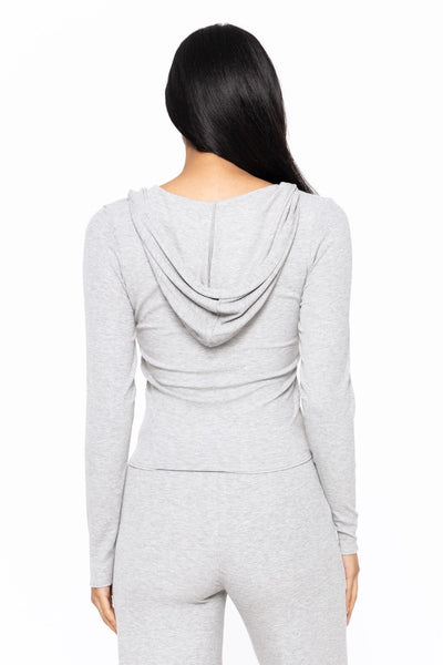 Bamboo Henley Lounge Top with Hood