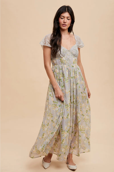 Enchanted Lace and Chiffon Maxi Dress