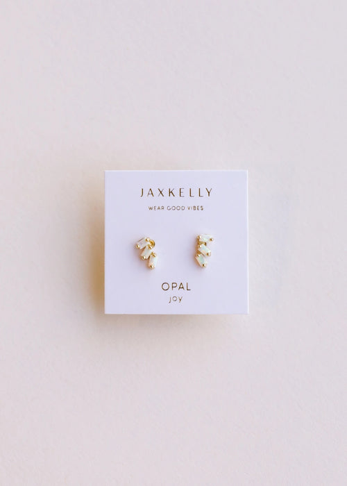 White Opal Trio - 18k Plated Earrings