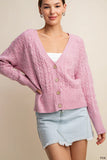 Pink Cable Knit Cardigan