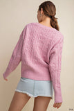 Pink Cable Knit Cardigan