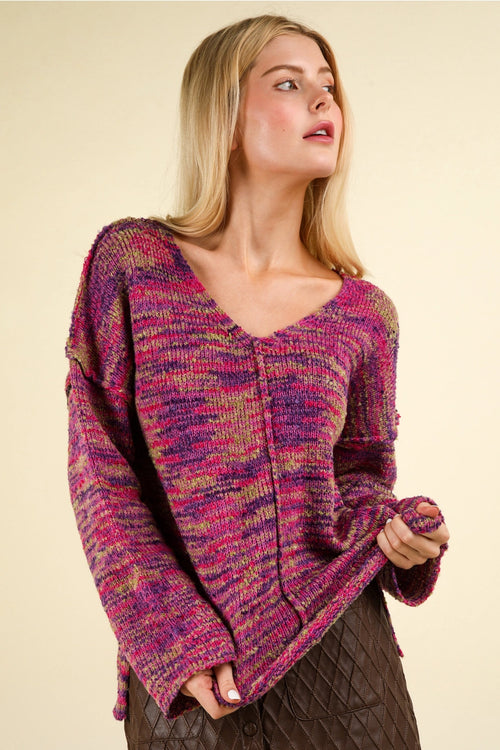 Multi Color Magenta Y2K Sweater