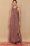 Racerback Zipper Maxi with Front Slits