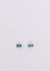 Sapphire Baguette Stud - 18K Plated