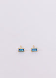 Sapphire Baguette Stud - 18K Plated