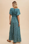 Tiered Floral Maxi Dress in Teal