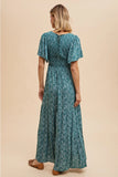 Tiered Floral Maxi Dress in Teal