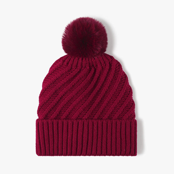 Ribbed Knit Beanie with Pom - 4 Colors Available